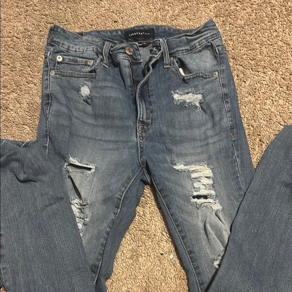 Topshop Blue Distressed Women's Jeans